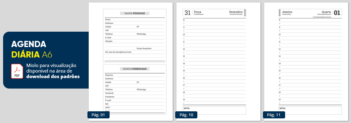 Miolo de Agenda Diária
